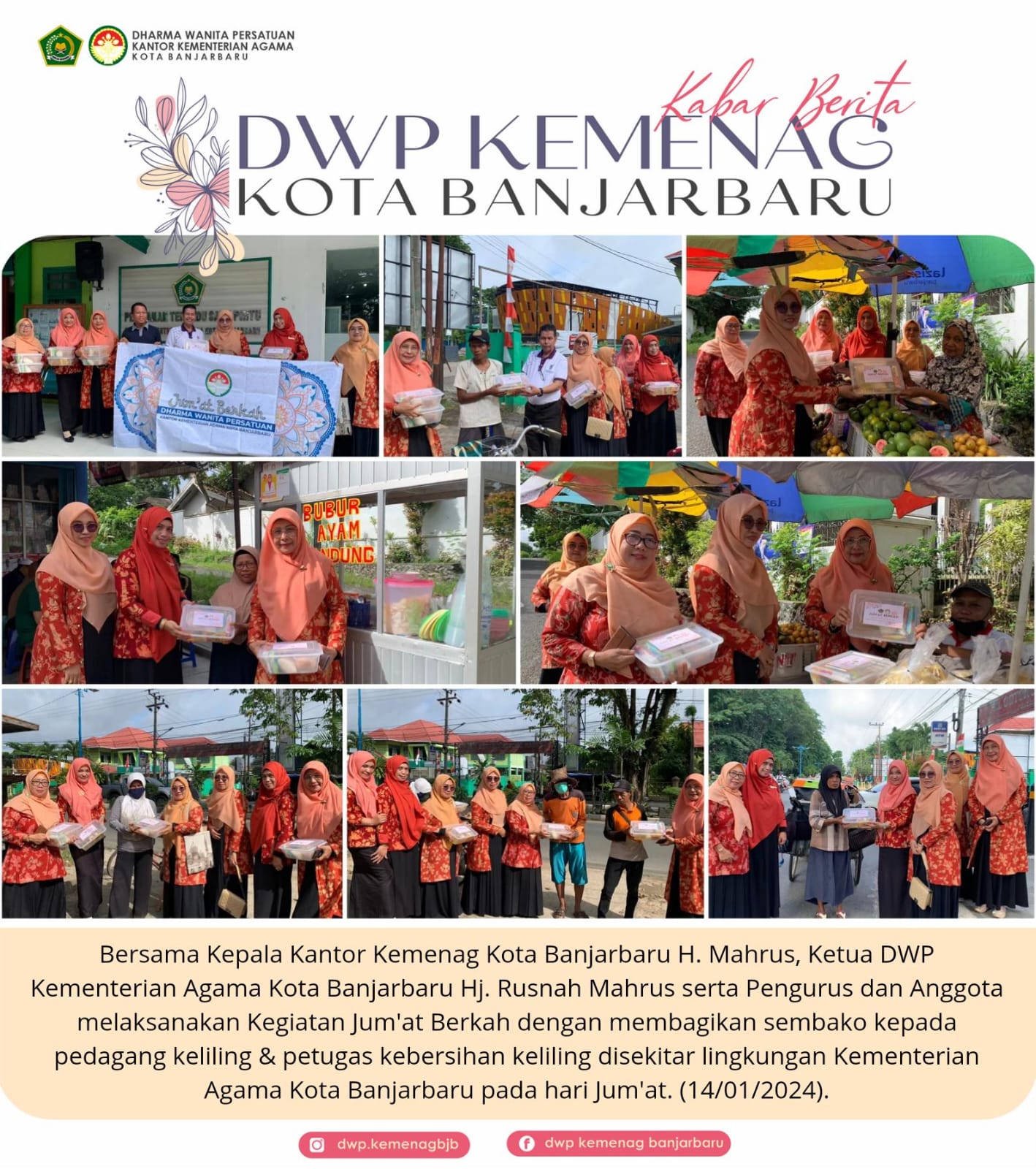 Kepala Kemenag Kota Banjarbaru (H.Mahrus) dan Ketua DWP Keme