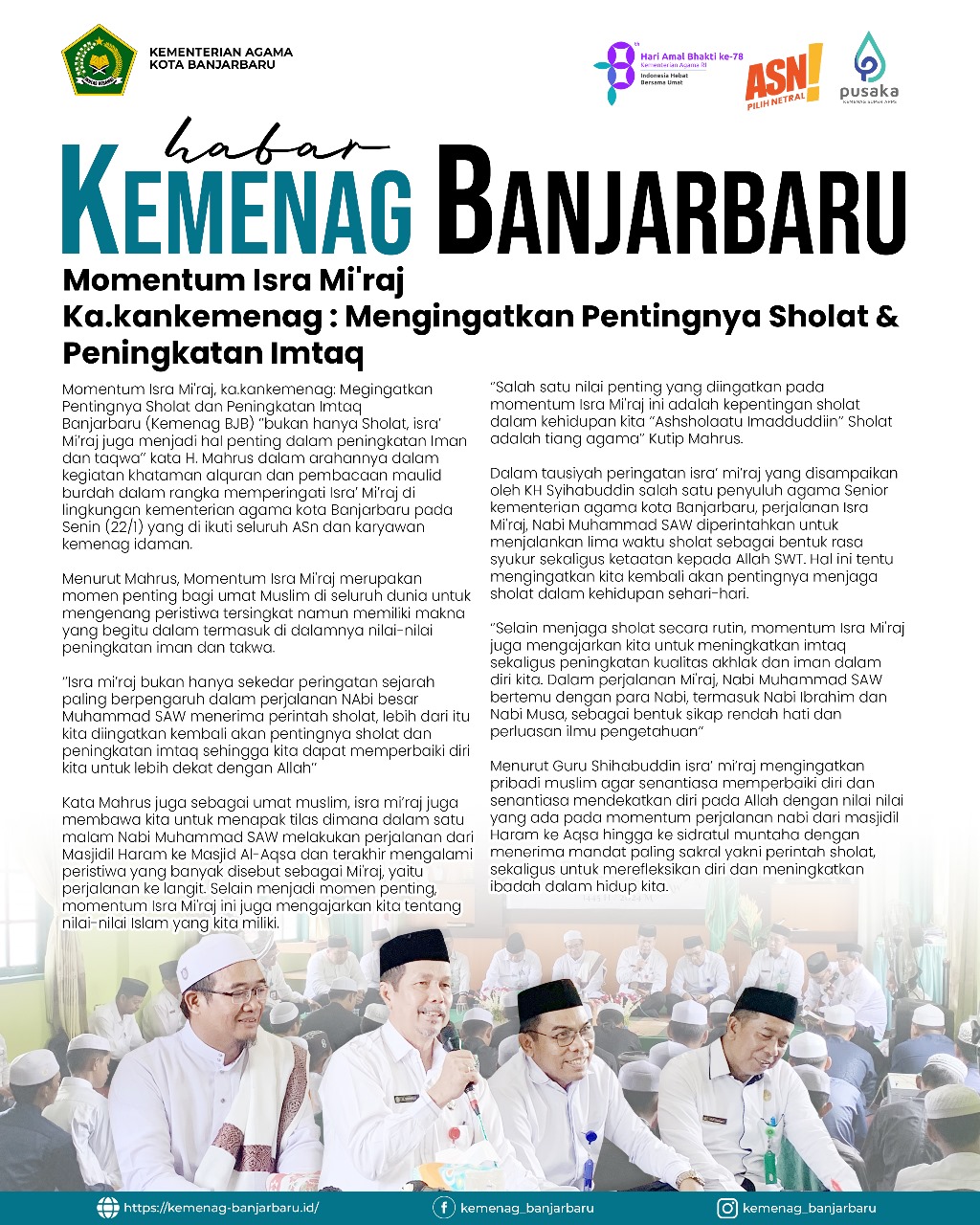 Momentum Isra Miraj kakankemenag Mengingatkan Pentingnya Sho