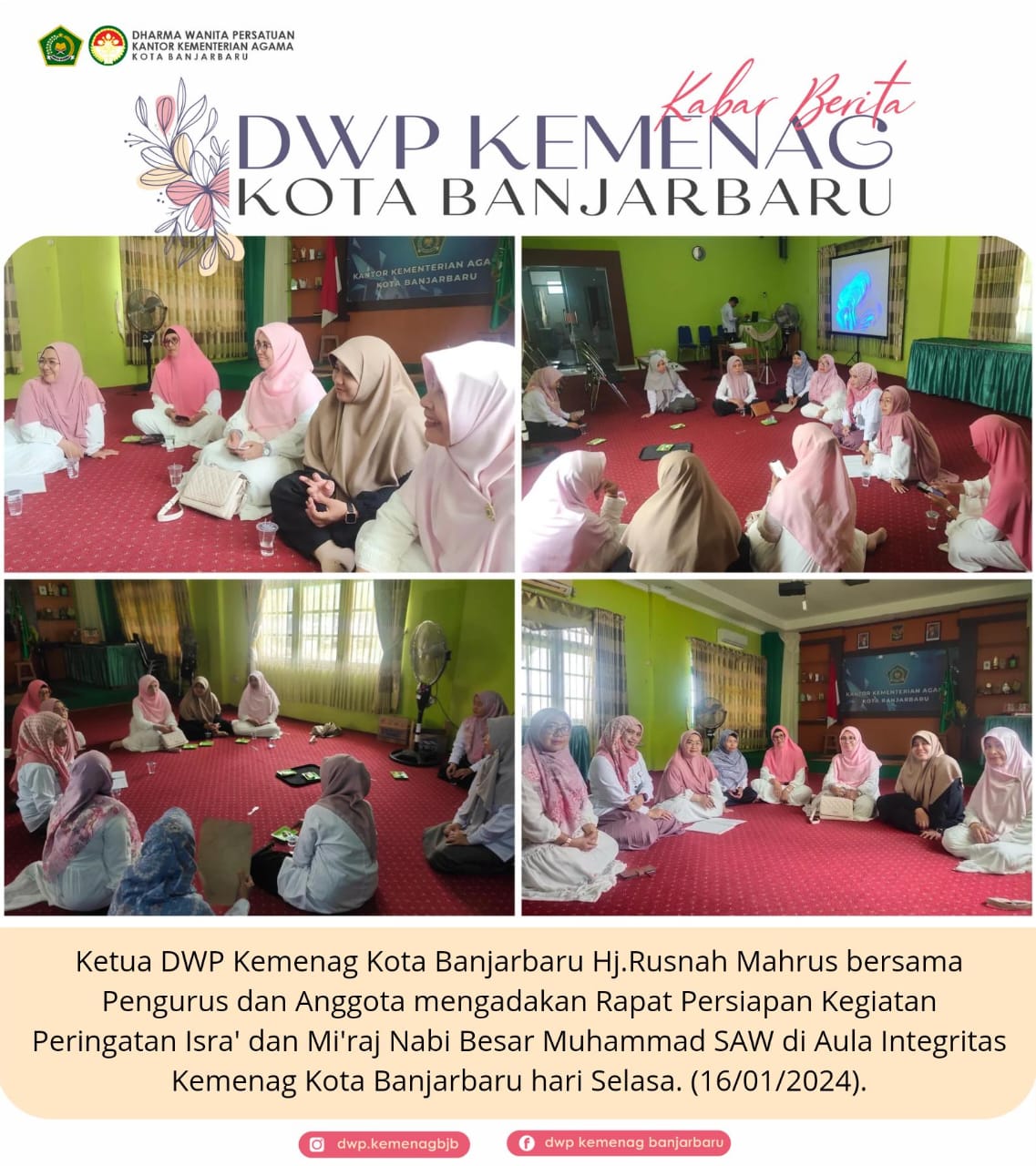 Ketua DWP Kemenag Kota Banjarbaru (Hj. Rusnah Mahrus) bersam