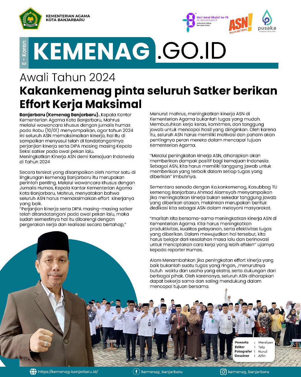 Awali Tahun 2024 Kakankemenag pinta seluruh Satker berikan E