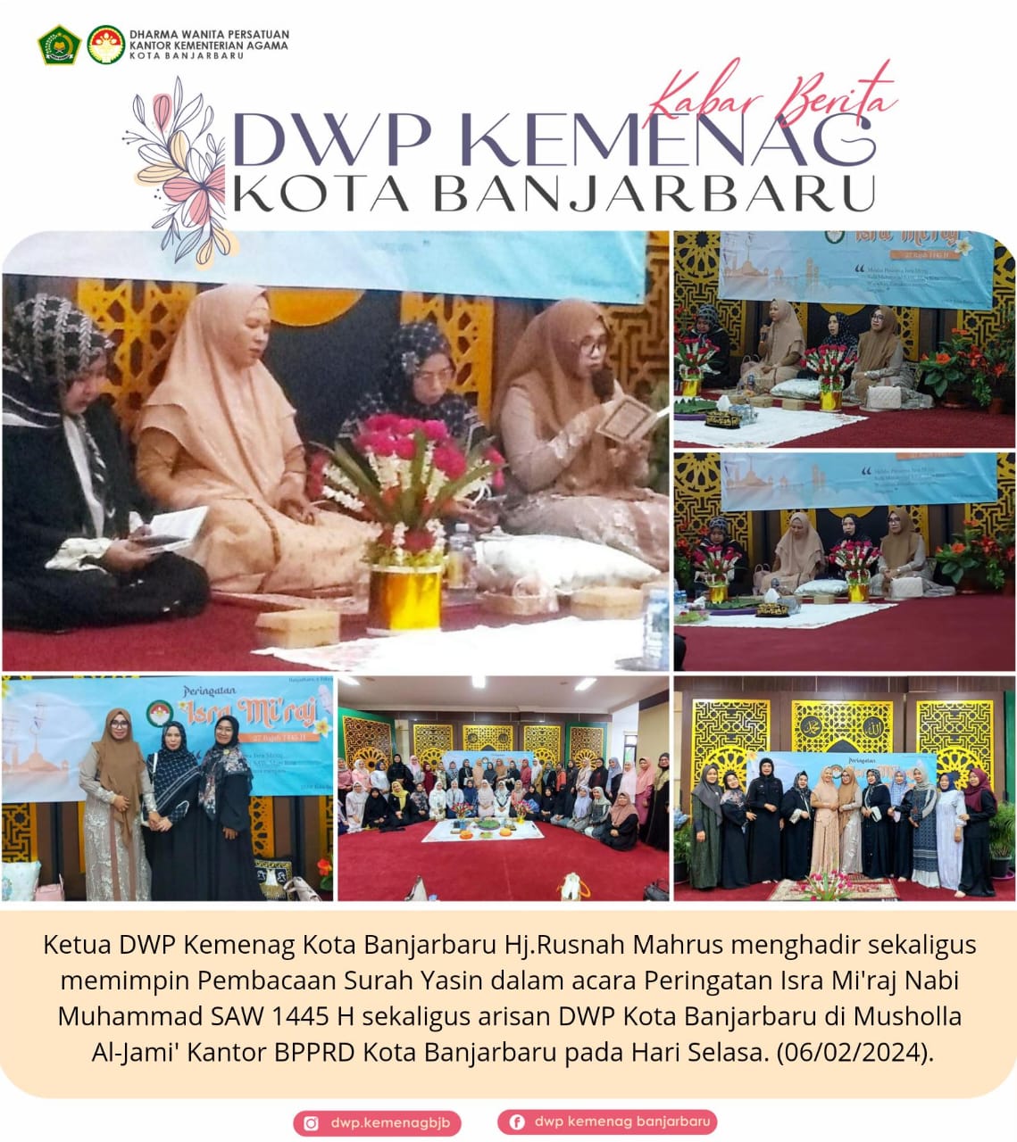 Ketua DWP Kemenag Kota Banjarbaru menghadiri sekaligus memim